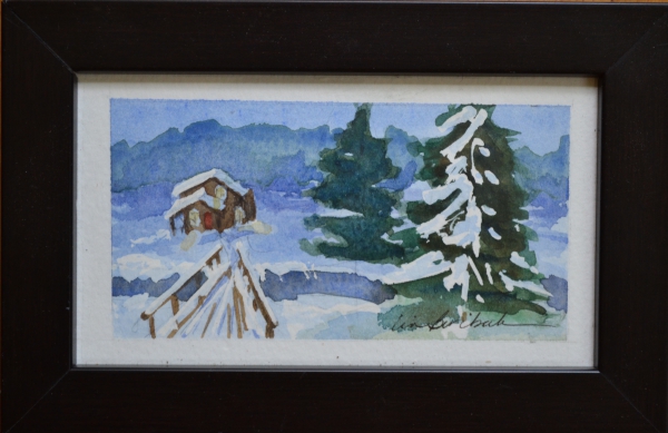 Winter Path to Cabin by Lin Beribak
